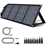 powkey Faltbare Solarpanel 100W 18V Monokristalline Solarmodul Mit Typ-C, USB C, 2*QC3.0,DC Ausgang,Tragbare Solartasche für Powerstation, Camping, Mobiltelefone und Laptops