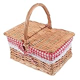 Garneck 1 Stück Korb mit Deckel für Picknick Hochzeit und Dekoration Tragbarer Aufbewahrungskorb Vielseitig für Snacks Obst und