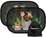 Systemoto Auto Sonnenschutz Baby mit UV Schutz (2er Set) - Autofenster Sonnenschutz für Personenkraftwagen, für Kinder mit süßen Tier Motiven (Wild Life)