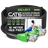 GEARit Cat6 Außen-Ethernetkabel (15m) CCA Kupferkaschiert, Wasserdicht, Erdverlegbar, UV-beständige Ummantelung, Power over Ethernet (PoE), Netzwerkkabel - 15 Meter