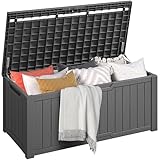 DWVO Gartenbox|450 Liter 142.1x67.6x60cm|Auflagenbox Aufbewahrungsbox Garten Kissenbox Outdoor Gartentruhe |Wasserdicht Gasdruckfeder|Für Sitzauflagen Gartengeräte & Kinderspielzeug|Dunkelgrau