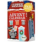 Cupper Bio Tee Adventskalender 2024, Geschenk Weihnachten, Weihnachtskalender ohne Schokolade mit 24 Teebeuteln, 2x12 Sorten, zwei neue Sorten