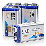 EBL 9v Akku 600mAh Typ Li-Ionen 6F22 wiederaufladbare Lithium-ionen Batterie, geringe Selbstentladung für Rauchmelder 4 Stück