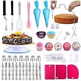 Torten Zubehör Set 372 PCS Kuchen Dekorations Zubehör Backset Backzubehör Beinhaltet Tortenplatte Drehbar, Richtmaschine, Zuckergussspitzen, Einwegbeutel, Kuchen Dekorations Werkzeuge Back Zubehör Set