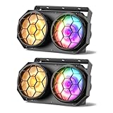2 Stück 2x100W COB LED Par Licht kalt Warmweiß 2 in 1 Lichteffekte COB Par Strahler 20Hz Stroboskop Effets mit 20 Lichteffekte Bühnenlicht für Bühne Kirche Party Halloween Lichttechnik