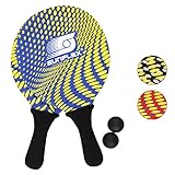 Sunflex Neopren Beachball Set Splash mit Zwei Schlägern und Zwei Bällen in blau| weich und leicht | extrem robust und wasserfest