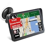 GPS Navi Navigation für Auto LKW PKW Aonerex 9 Zoll 16GB Navigationsgerät mit Sonnenschirm POI Sprachführung Fahrspurassistent UK & Europa Landkarte Lebenslang Kartenupdates