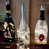 hellum Flaschenlicht mit Timer, Flaschen Licht Warmweiß, 20 LED Flaschen-Lichterkette Batteriebetrieben LED Lichterkette für Flaschen DIY, Tisch Deko, Weihnachten 522822