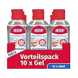 SOS Desinfektions-Gel mit 80 Vol.-% Ethanol, 10 x 50 ml, Handdesinfektion gegen 99,99 % der Bakterien, Pilze und Viren in 30 Sekunden, Desinfektionsmittel für unterwegs