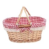 Garneck Wickelkorb für Picknick und Dekoration Handgewebt mit Praktischem Griff für Obst Snacks und Deko Leichter und Eleganter Korb für Zuhause oder Ausflüge