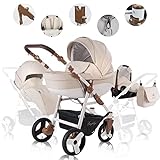 Friedrich Hugo Simpligo | 3 in 1 Kombi Kinderwagen Set | Luftreifen | Farbe: Sand (Kunstleder)