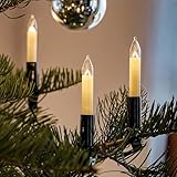hellum Lichterkette Weihnachtsbaum, Made in Germany, Tannenbaum Lichterkette mit Clip, 30 Lichter, beleuchtete Länge 20,3 m, Kabel grün, warmweiß, für Innen, teilbarer Stecker, kein LED