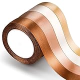 Livdouyu 4 Farben Satinband, Geschenkband DIY Handwerk 22m, Schleifenband zum Verpacken, Geschenkband für Valentinstag, Solid Color Ribbon Stoffband für Haarschleifen Baby Shower(Gold)