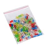 Youmile 100er-Pack LED rund rot gelb grün blau weiß Leuchtdiode Mischfarbe 5mm