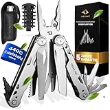 TREKLINE Premium Multitool Werkzeug [rostfreier Edelstahl] Survival Multifunktionsmesser perfektes Camping Zubehör, Multifunktionswerkzeug [+35 Funktionen] Taschenmesser