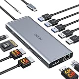 Dockingstation USB-C 2 Monitore, Laptop Docking Station Triple Display, USB C Hub Adapter 13 in 1 mit 2 HDMI, Displayport, Ethernet, PD, 5 USB, SD/TF Kartensteckplatz, 3.5mm Audio für Dell Lenovo HP