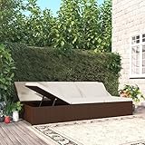 Rantry Sonnenliege mit Auflagen Sofabett Gartenliege Möbel Sonnenbett Lounge-Bett Relaxliege Liege Rattanliege StrandliegeGartenmöbel Balkonmöbel Pool Poly Rattan Braun