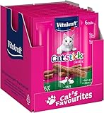 Vitakraft Cat Stick Classic, Katzensnack, fleischige Mini-Sticks, mit Ente und Kaninchen, in Vorratsgröße (10x 6 Stück)