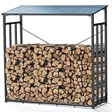 Trintion Kaminholzregal Außen 185 x 70 x 185 cm, Metall Brennholzregal, 3,3 SRM / 2,3m³ Kaminholzlager, Feuerverzinkt Holzunterstand für Kaminholz Aussen