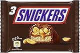 Snickers Schokoriegel, Erdnüsse, Karamell,Eine Packung á 3 Riegel (1 x 150 g)