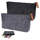 2 Stück Kosmetiktasche Filz mit Reißverschluss,22 x 10,5 cm Filz Kosmetiktasche,Filz Mäppchen,Multifunktions Filz Federmäppchen,Briefpapier Beutel,für Filzmäppchen Schreibwaren, Kosmetika, Schlüssel