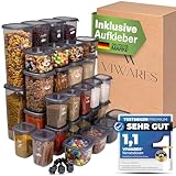 Viwares Vorratsdosen mit Deckel luftdicht - 36er Vorratsbehälter Set - Luftdichte Vorratsdosen für Gewürze Müsli Mehl Aufbewahrung Küche - Praktische Aufbewahrungsbox Küche für Lebensmittel