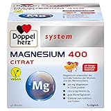 Doppelherz system MAGNESIUM 400 CITRAT – Magnesium als Beitrag für die normale Funktion der Muskeln und des Nervensystems – 40 Portionsbeutel