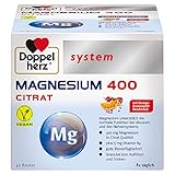 Doppelherz system MAGNESIUM 400 CITRAT – Magnesium als Beitrag für die normale Funktion der Muskeln und des Nervensystems – 40 Portionsbeutel