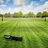 Hauki Badminton Netz, Tennisnetz 500cm, Schwarz, H156cm, Federballnetz Set inkl. 3x Federball, Transporttasche, stabilem Eisen-Gestell, Tragbares Volleyballnetz, Trainingsnetz Indoor & Outdoor, Garten