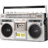 Tragbarer Kassettenspieler-Recorder mit AM/FM-Radio, integrierten Stereo-Lautsprechern, USB/Micro-SD-Steckplätzen, AUX-In, Kopfhöreranschluss