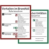 Verhalten im Brandfall und bei Unfällen (Schilder Set -...