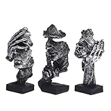 Marimor Statuen 3 Stück Skulpturen Deko modern Dekoration Skulptur Dekoartikel Deko Skulptur und Büste für Büro Wohnzimmer Schlafzimmer Schreibtisch Geschenk (Silber)