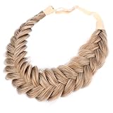 BOBIYA Messy Wide 2 Stränge Synthetisches Haar Auburn Geflochtenes Stirnband Klassisches Chunky Geflochtenes Stirnband Elastisches Stretch Geflochtenes Haarband (Sandy Blonde)