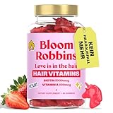 Biotin Haar Vitamine Bloom Robbins - Haarausfall Frau - Haarwachstum Beschleunigen - Hochdosiert Biotin - 60 Gummies, 100% vegan - Haarvitamine mit Vitamin A, E, Zink, Selen - Haarwuchsmittel