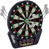 Elektronische Dartscheibe, E-Dart Dardboard mit 4 LCD-Anzeige und Ladeadapter Geeignet, 6 Darts und 24 Pfeilkopf 27 Spiele mit 243 Spieloptionen Profi Elektronik Dartspiel für 16 Spieler