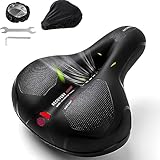 OSIGEI Fahrradsattel, Gel Fahrradsitz, breiter, weicher, komfortabel atmungsaktiv stoßdämpfend, Ergonomisch Fahrrad Sattel mit wasserdichte Abdeckung (rot)