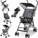 KIDIZ® Kinderwagen CITY Buggy Kinderbuggy klappbar Sportwagen Faltbar 360° 4-Zoll-Räder Inkl. Sonnen- und Regenverdeck zusammenklappbar 5-Punkt-Sicherheitsgurt ab 6 Monate, Anthrazit