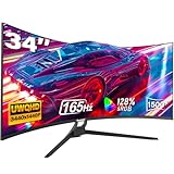 Gawfolk Curved Gaming Monitor 34 Zoll 165Hz, Ultrawide PC Bildschirm UWQHD 3440x1440P, Gebogenes Computerbildschirm, VA, 1500R, 128% sRGB, Displayport, HDMI, VESA 75 * 75mm