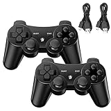 Diswoe Controller für PS-3, 2er Pack Wireless Controller für Play-Station 3 mit Dual Shock, Gyro Axis, Bluetooth Controller, Rechargable Remote Gamepad Joystick mit 2 Ladekabel