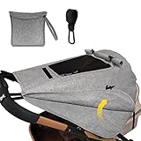 AFXXE Sonnensegel Kinderwagen UV Schutz, Sonnenschutz Kinderwagen Universal, Sonnenschutz Buggy Baby Wasserdicht mit Sichtfenster und Extra Breite Schattenflügel, für Die Meisten Kinderwagen(Grau)