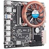 N100 NAS Motherboard, NAS Mainboard, Mini ITX Mainboard mit Intl N100, 4*Intel i226 2.5G LAN 6*SATA3.0 1*DDR5 2*M.2 NVMe 3.0x1, Mini ITX Board für NAS Server DIY mit Lüfter