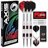 RED DRAGON Darts – Axis Rot Series 24g – 85% Wolfram - Profi Satz Dartpfeile Metallspitze mit Dart Flüge und Schäften