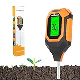 Caewous ph messgerät Erde, 4-in-1 Digital Plant bodenmessgerät with PH Value/Temperature/Feuchtigkeit/Licht für Gartenarbeit, Farm, Rasen, Landwirtschaft und Outdoor-Pflanzen