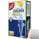 Gut&Günstig Sardinenfilets in Sojaöl ohne Haut und ohne Gräten mit Zitrone (125g Packung) + usy Block