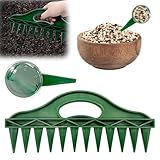 MALNDTK 2 Set Sämaschine, Handsämaschine Pflanzhilfe mit 12 Löchern, Garten Handpflanzer Säwerkzeug, Garten Saatgut Spender, Pflanzhilfe Garten für Gartenbau Aussaat Bodenlockern im Garten
