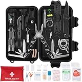 HIMOMO 80 in 1 Außen Notfall Survival Kit, Mehrzweck Survival ausrüstung mit Erste Hilfe Set, Faltbares Multifunktion Zange Werkzeug,Taktische Taschenlampe, für Männer Camping Abenteuer Bergsteigen