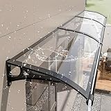 Premium Polycarbonat Gebogene Fenstermarkise - Modernes Outdoor Baldachin für Terrasse, Balkon & Haustür - UV- & Regenschutz für Eingangsbereich, schlankes schwarzes Design