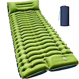 Myxslop Isomatte, Camping Luftmatratze Kleines Packmaß und Leichte, Camping Matratze mit Fußpresse Pumpe & Kissen für Outdoor Campingmatte Schlafmatte Luftzellenmatte Aufblasbar