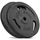 Hop-Sport Gusseisen Hantelscheiben Set 30 kg (2 x 15 kg) mit 31 mm Lochdurchmesser, ideal für Standard 30mm Langhantelstangen, Robuste Gewichtsscheiben für Fitness- und Krafttraining