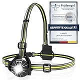 LUMEFIT Lauflicht mit Reflektoren, ideal zum Joggen und Laufen, mit 500 Lumen FrontTaschenlampe, 120° verstellbar, Laufgürtel mit rundum-Reflektoren, rotes Rücklicht, mit Akku (Schwarz)